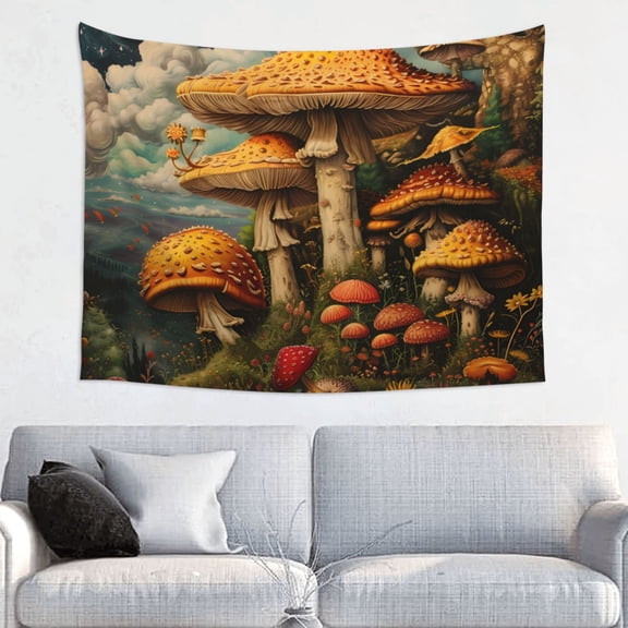 Kdxio Vintage Cloud Mushroom Wall Hanging Tapestries Banner For Bedroom College Dorm Home Living Room Party Decor 29X37 In