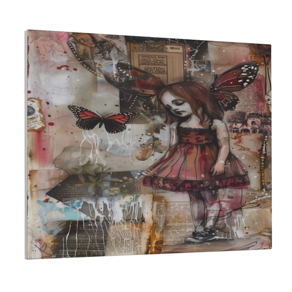 Kdxio Vintage Collage Girl Butterfly Pattern Canvas Wall Art for Living Room Wall Decor for Bedroom Bathroom Modern Framed Canvas Art Prints Ready to Hang,Horizontal