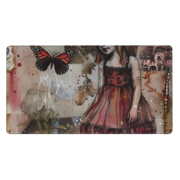 Kdxio Vintage Collage Girl Butterfly Print Large Gaming Mouse Pad,Non-Slip Base,Water Resist Keyboard Pad for Gamer,Office & Home,29.5 x 15.8 in