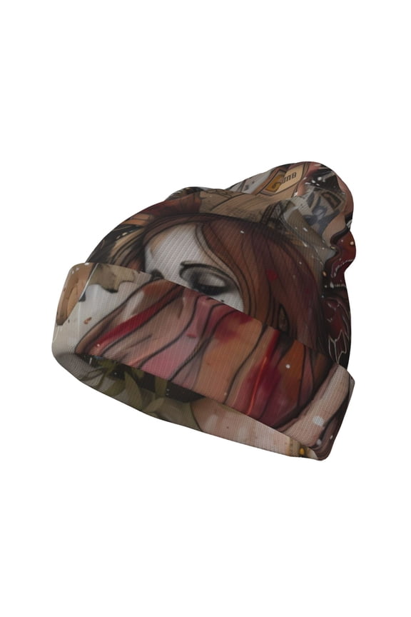 Vintage Collage Girl Butterfly Winter Beanie for Men Women Beanie Knit Hat Cuffed Cap Beanie Knit Chunky Snow Cap