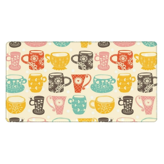 Kdxio Vintage Cup Print Large Gaming Mouse Pad,Non-Slip Base,Water Resist Keyboard Pad for Gamer,Office & Home,29.5 x 15.8 in