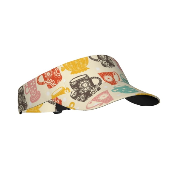 Kdxio Vintage Cup Print Sun Visor Hat Golf Visor Adjustable Velcro Outdoor Sports Cap For Men Women