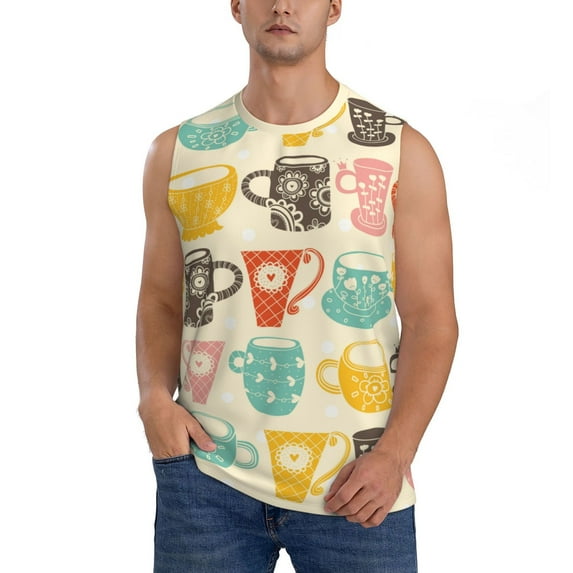Kdxio Vintage Cup for Men's Muscle T-shirt,Sleeveless for Workout Running Athletic Gym Lounge Casual