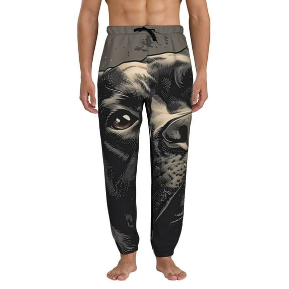 Kdxio Vintage Dog Illustration Pattern Joggers,Sweatpants for Men with Pockets-X-Large