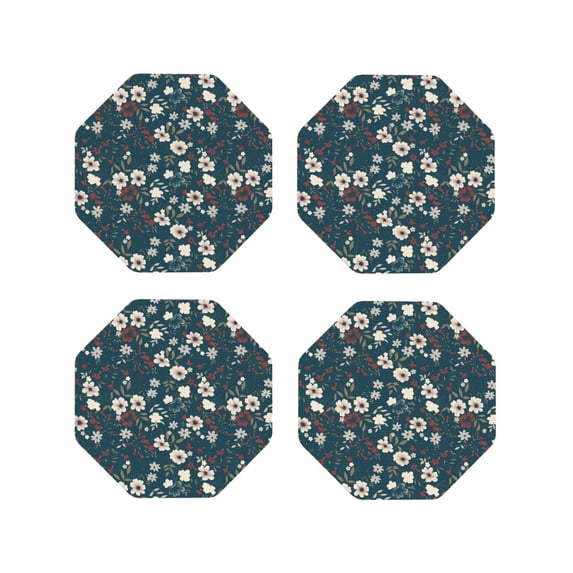 Kdxio Vintage Floral Funny Coasters,4 Pcs Leather Coasters,Housewarming Gifts,Protect Furniture from Water Marks Scratch and Damage