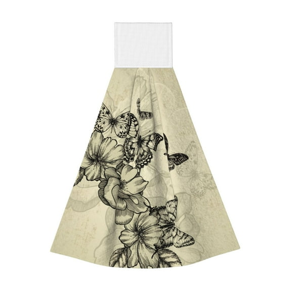 Kdxio Vintage Floral Hand Towel with Loop Hanging Towel Absorbent Tie Towels for Kitchen Tea Bar Bathroom Decor