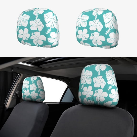 Kdxio Vintage Floral Pattern Print 2 Piece Car Head Rest Covers Set Auto Front/Rear Seats Headrest Cover Universal Fit Most Cars,Sedan, SUV