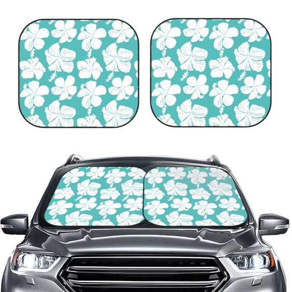 Kdxio Vintage Floral Print 2-Piece Sun Shade Front Windshield - Foldable Car Front Window Sunshades for Most Sedans SUV Truck