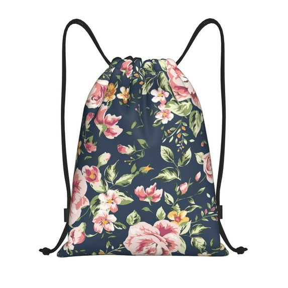 Kdxio Vintage Floral Print Drawstring Backpack Bag,Waterproof Draw String Back Sack, Gym Drawstring Bags Swim Bag For Unisex