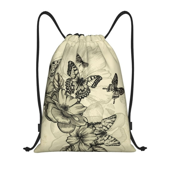 Kdxio Vintage Floral Print Drawstring Backpack Bag,Waterproof Draw String Back Sack, Gym Drawstring Bags Swim Bag For Unisex