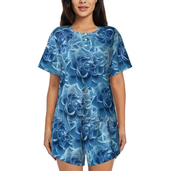 Kdxio Vintage Floral Print Pajamas Sets for Women Short-Sleeved Pjs with Lounge Shorts Two Piece Sleepwear S-4XL
