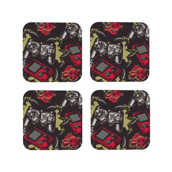 Kdxio Vintage Gaming Funny Coasters,4 Pcs Leather Coasters,Housewarming Gifts,Protect Furniture From Water Marks Scratch And Damage