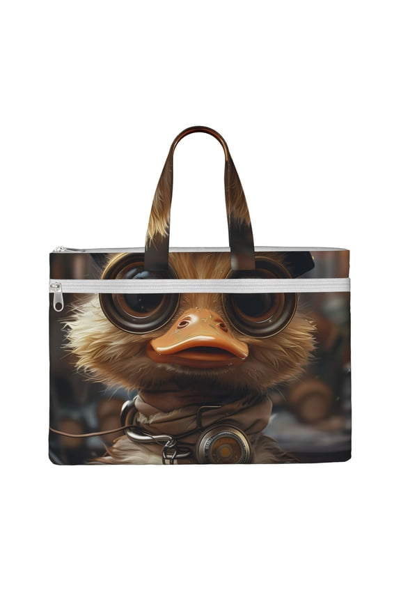 Vintage Gentleman Duck File Tote Document Bag Business Briefcase Bag Document Organizer Tote Briefcase for Letter A4 Files Business Teacher Office Bag