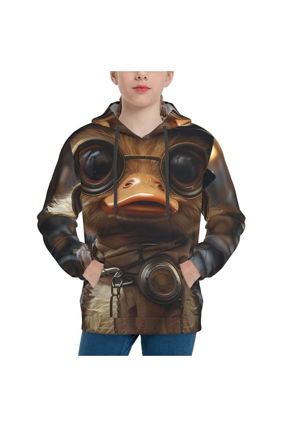 Vintage Gentleman Duck Pattern Boys Athletic Unisex Boys Girls Hoodie with Pocket Sweatshirts-Medium