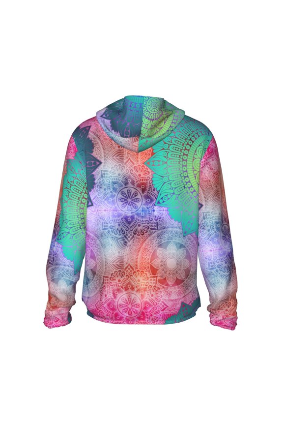 Vintage Mandala Print Women Men Sun Protection UPF 50+ Jackets Zip Up Long Sleeve Hoodie Hiking Lightweight with Pockets