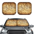 thumbnail image 1 of Kdxio Vintage Map Of The World Print 2-Piece Sun Shade Front Windshield - Foldable Car Front Window Sunshades For Most Sedans Suv Truck, 1 of 6