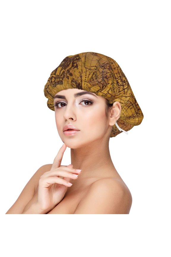Vintage Map Pattern Satin Bonnet Silk Bonnet Hair Bonnet for Sleeping Hair Bonnets for Women Curly Natural Hair