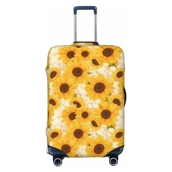 Kdxio Vintage Marble Pattern Sunflower Pattern Luggage Cover for Travel,Elastic and Durable,Fits 18-32 Inch,Anti-Scratch Suitcase Protector-No luggage included