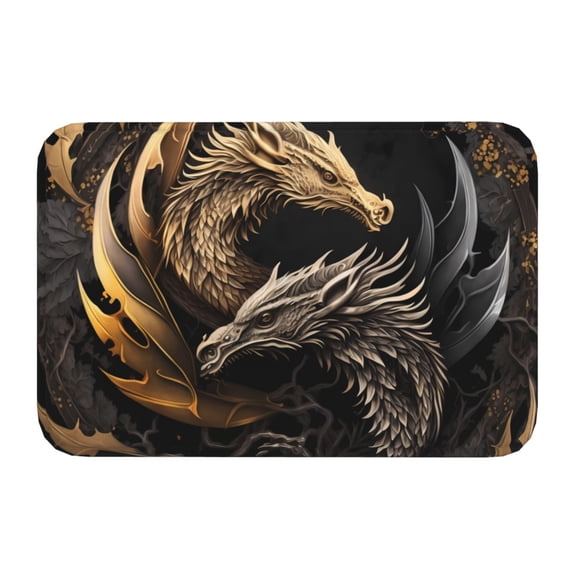 Kdxio Vintage Metal Dragon,16" x 24", Non-Slip Front Door Mats,Outdoor Welcome Mat Washable