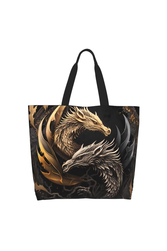 Vintage Metal Dragon Casual Tote Bags Women Big Capacity Shoulder Bag for Women Travel Shoulder Bags Handbags