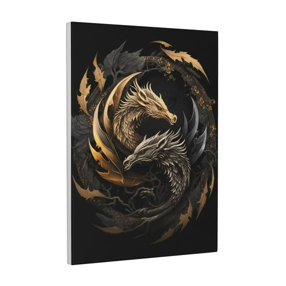 Kdxio Vintage Metal Dragon Pattern Canvas Wall Art 12x16 Inches - Waterproof HD Print Solid Wood Frame for Living Room & Bathroom,Vertical