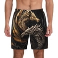 thumbnail image 1 of Kdxio Vintage Metal Dragon Print Men's Swim Trunks with Compression Liner 7 Inch Inseam Quick Dry Swim Shorts, 1 of 5