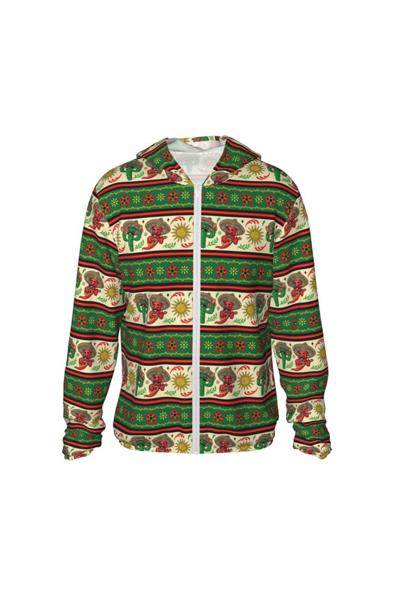 Vintage Mexican Print Women Men Sun Protection UPF 50+ Jackets Zip Up Long Sleeve Hoodie Hiking Lightweight with Pockets
