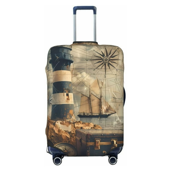 Kdxio Vintage Nautical Lighthouse Pattern Luggage Cover for Travel,Elastic and Durable,Fits 18-32 Inch,Anti-Scratch Suitcase Protector-No luggage included
