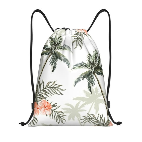 Kdxio Vintage Palm Trees Print Drawstring Backpack Bag,Waterproof Draw String Back Sack, Gym Drawstring Bags Swim Bag For Unisex