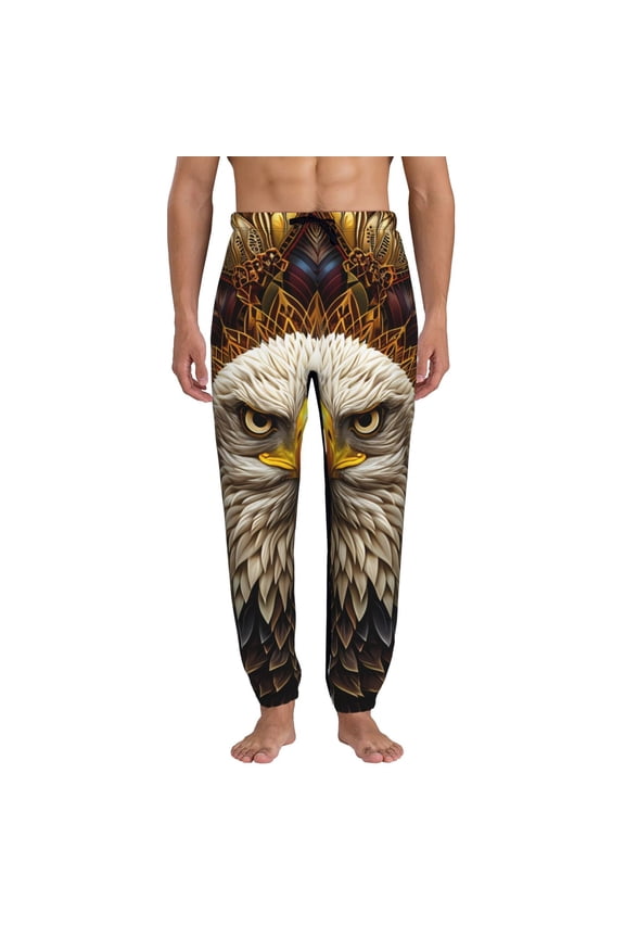 Vintage Pattern Bald Eagle Pattern Joggers,Sweatpants for Men with Pockets-XX-Large