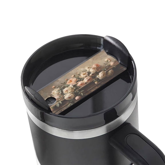 Kdxio Vintage Peonies Rustic Charm Name Plate Compatible Stanley Cups Name Tag Acrylic Nameplate Tumbler Lid Topper for Cup Accessories