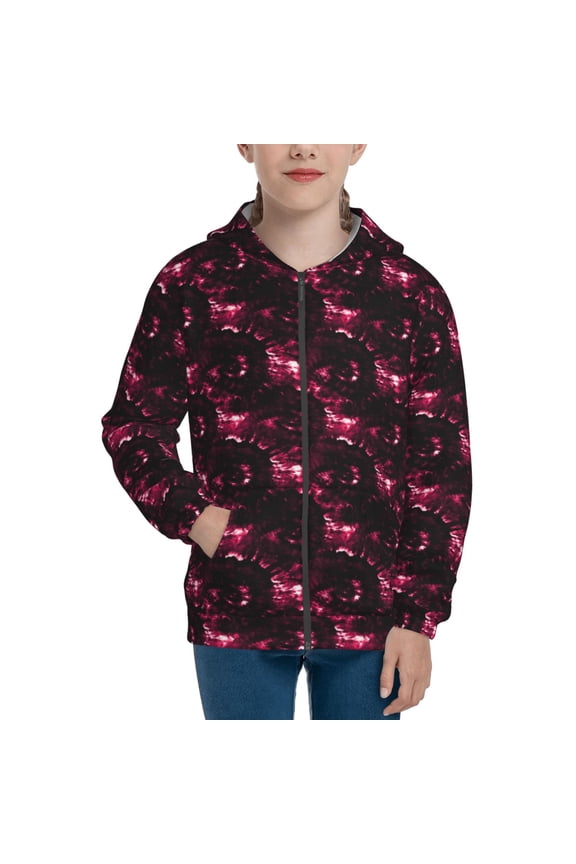 Vintage Psychedelic Pattern Kids Boys Girls Zip Up Hoodie 3D Printed Hooded Sweatshirt Hoody Coat with Pocket 7-12 Y-Small