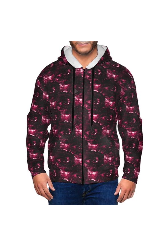 Vintage Psychedelic Print Men Hoodies Casual Hoodies for Men with Zip Pockets Full Zip Long Sleeve Sweatshirt Sports Hooded Jacket-Large