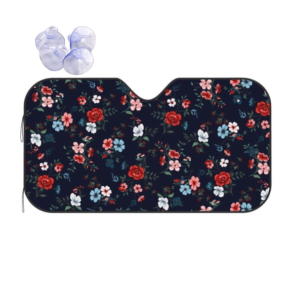 Kdxio Vintage Rose Print Front Windshield Sun Shade,Folding Auto Sunshade for Car Truck SUV-