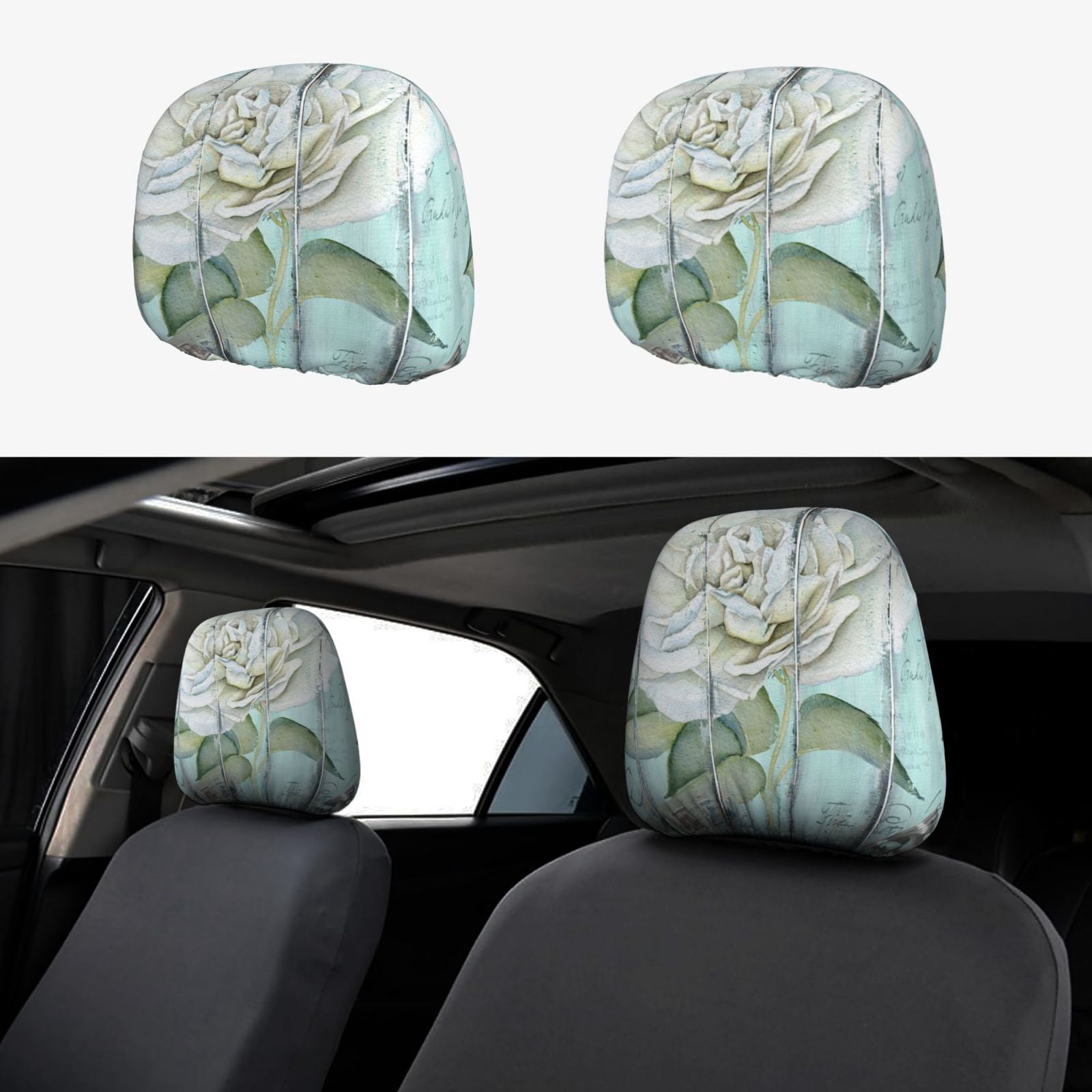 Freemason Car Headrest Covers Set (2 Pieces) - Gold Masonic Design, Universal Fit For Most Cars & SUVs, Polyester Sponge