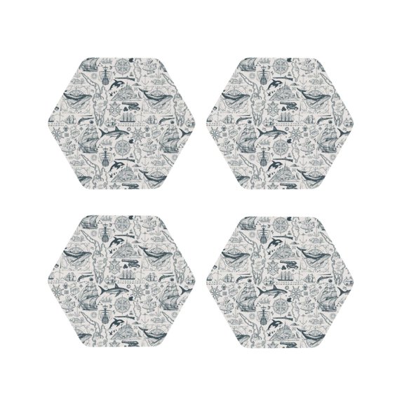 Kdxio Vintage Sailboats Funny Coasters,4 Pcs Leather Coasters,Housewarming Gifts,Protect Furniture from Water Marks Scratch and Damage