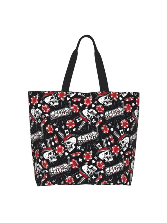 Vintage Skull Casino Casual Tote Bags Women Big Capacity Shoulder Bag for Women Travel Shoulder Bags Handbags