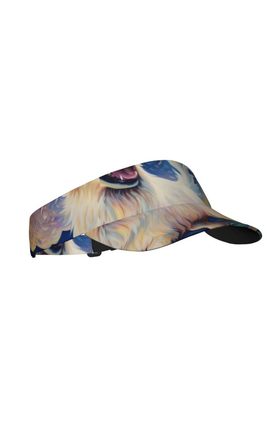 Vintage Starry Sky Puppy Print Sun Visor Hat Golf Visor Adjustable Velcro Outdoor Sports Cap for Men Women
