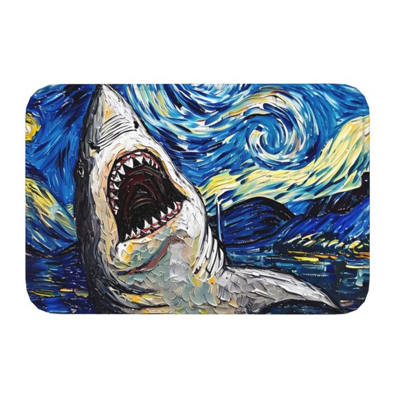 Kdxio Vintage Starry Sky Shark,16" x 24", Non-Slip Front Door Mats,Outdoor Welcome Mat Washable