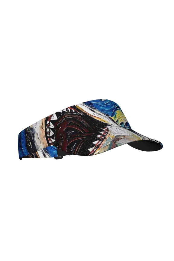 Vintage Starry Sky Shark Print Sun Visor Hat Golf Visor Adjustable Velcro Outdoor Sports Cap for Men Women