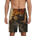 thumbnail image 1 of Kdxio Vintage Style Elk Print Mens Sleep Shorts Bottoms Soft Comfy Pajama Wear Pants with Drawstring Pockets, 1 of 5