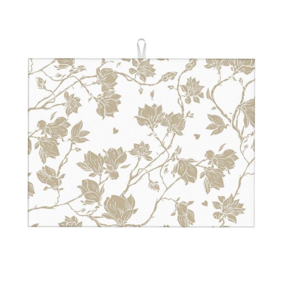 Kdxio Vintage Stylized White Color for Dish Drying Mat,24*18 inch Absorbent Dish Drainer Kitchen Counter,Large Size Dish Drying Pad for Countertops,Draining Racks