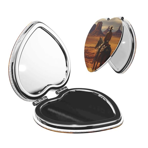 Kdxio Sunshine Ocean Whale Pocket Mirror, 1X/2X Travel Makeup Mirror 2-Sided Folding Small Mirror Portable Double-Sided Magnifying Cosmetic Mirror for Gift-Heart Shape