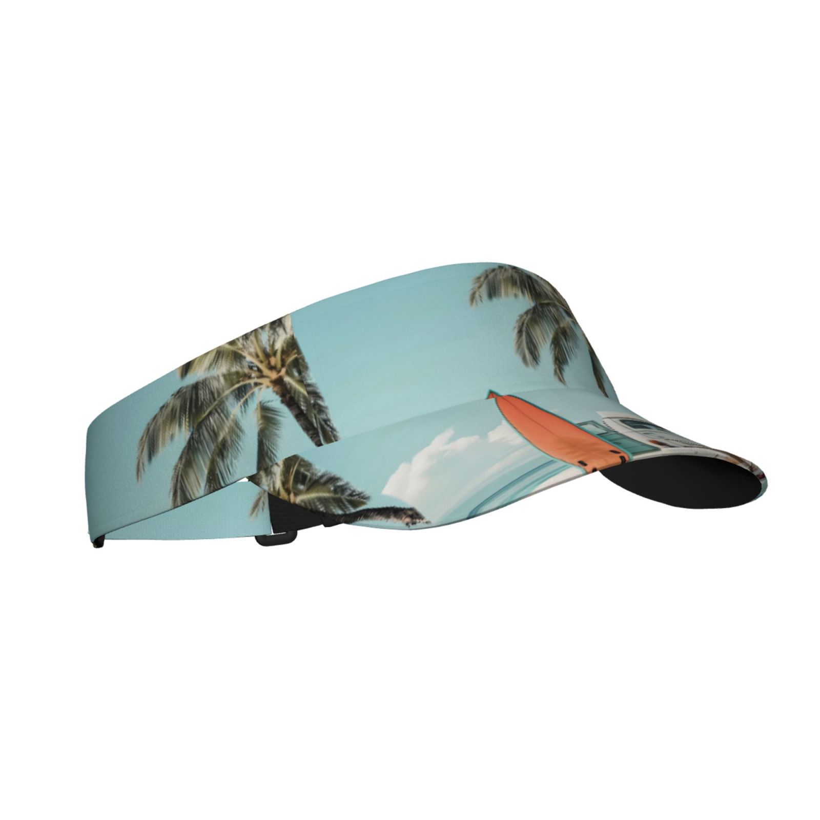 Vintage Green Surf Print Visor African print Sun visor cap - Dark Green Botanical Flow  main image 2
