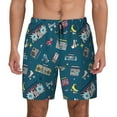 thumbnail image 1 of Kdxio Vintage Tape Players And Skates Print Men's Swim Trunks with Compression Liner 7 Inch Inseam Quick Dry Swim Shorts, 1 of 5