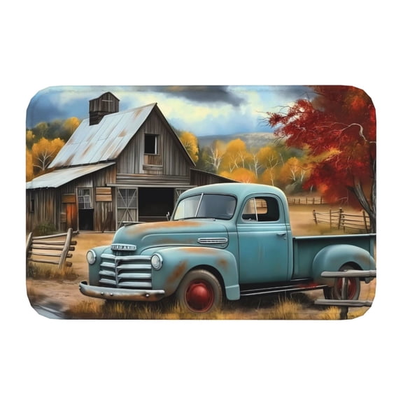 Kdxio Vintage Truck Farm Scene,16" x 24", Non-Slip Front Door Mats,Outdoor Welcome Mat Washable