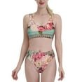 thumbnail image 1 of Kdxio Vintage Typewriter Floral for Womens High Waisted Bikini Top Sports Style Two Piece Bathing Suits, 1 of 5