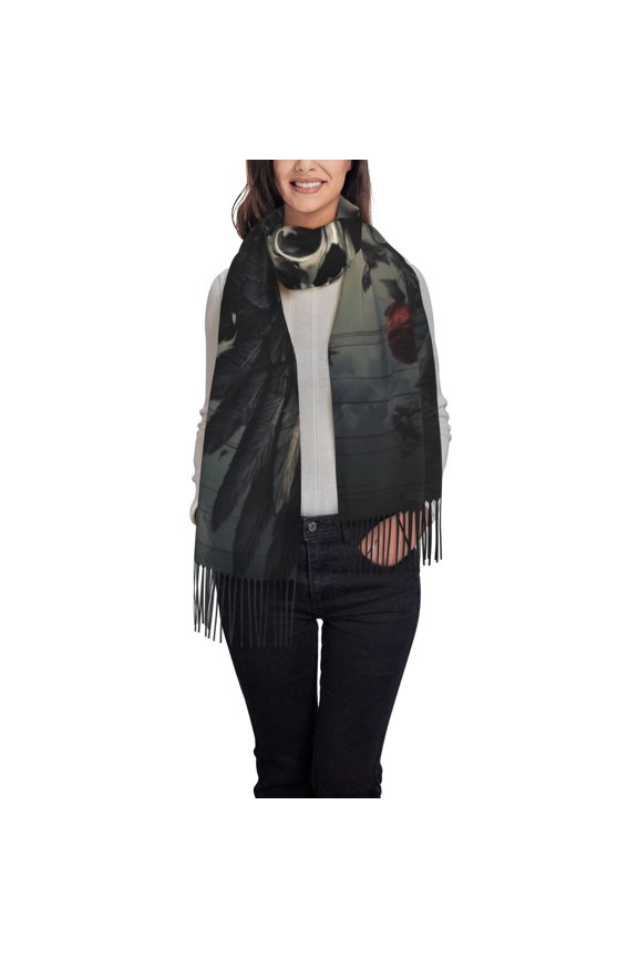 Vintage Winged Rose Skull Women's Scarf Womens Winter Scarf, Fashion Scarfs for Women, Shawls and Wraps, Long Blanket Scarf