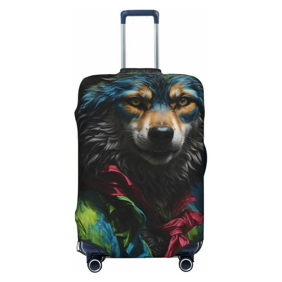 Kdxio Vintage Wolf Warrior Pattern Luggage Cover for Travel,Elastic and Durable,Fits 18-32 Inch,Anti-Scratch Suitcase Protector-No luggage included