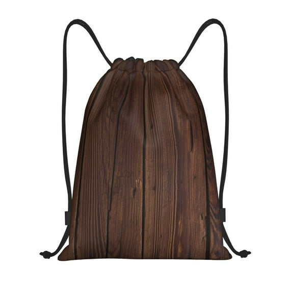 Kdxio Vintage Wood Print Drawstring Backpack Bag,Waterproof Draw String Back Sack, Gym Drawstring Bags Swim Bag For Unisex